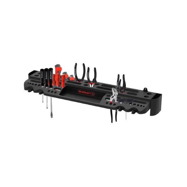 Fleming Supply Tool Storage Shelf, Garage, Shed or Workshop Wall Mountable Organizer Rack, 61 Slots, 4 Hooks 338233NUQ - main